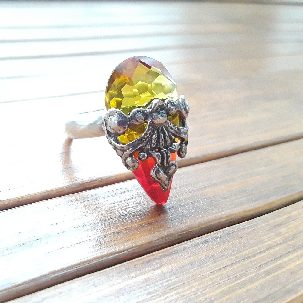 VSA designs Antigua Crystal ring yellow orange red